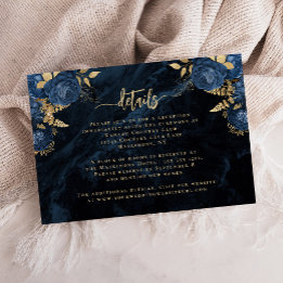 Carte D'accompagnement Détails de mariage à motif floral bleu marine, aga