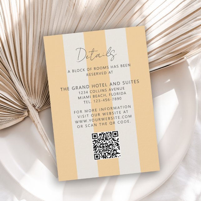 Carte D'accompagnement Détails de mariage à rayures de cabane jaune simpl (Créateur téléchargé)
