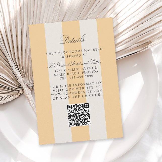 Carte D'accompagnement Détails de mariage à rayures Simple Yellow Cabana (Créateur téléchargé)
