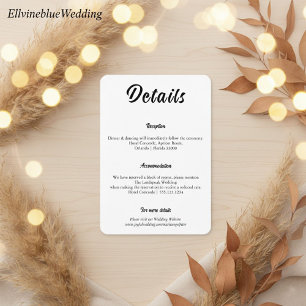 Carte D'accompagnement Détails de mariage à typographie élégante et minim