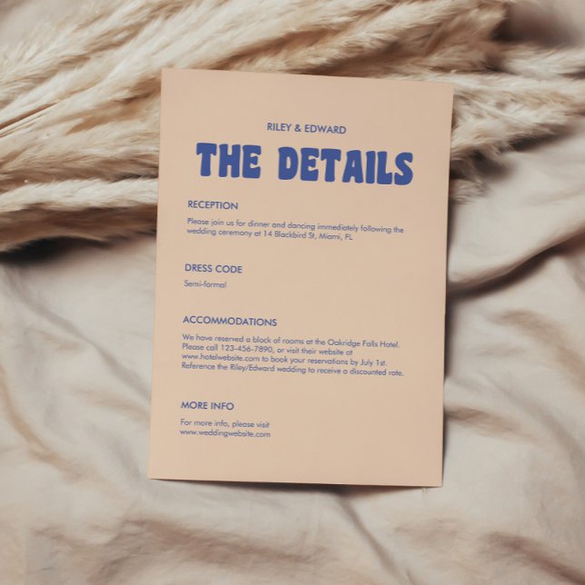 Carte D'accompagnement Détails de mariage à typographie gras rétro modern (Créateur téléchargé)