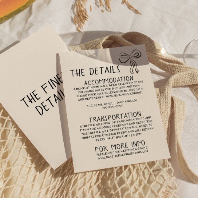 Carte D'accompagnement Détails de mariage amusants illustrés rétro manusc (Créateur téléchargé)