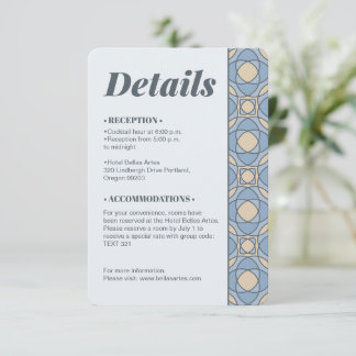 Carte D'accompagnement Détails de mariage Art déco bleu poussiéreux moder