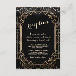 Carte D'accompagnement Détails de mariage Art Déco noir Gatsby le Magnifi