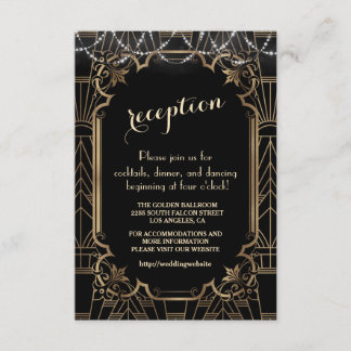 Carte D'accompagnement Détails de mariage Art Déco noir Gatsby le Magnifi