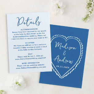 Carte D'accompagnement Détails de mariage au cœur bleu fantaisiste