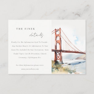 Carte D'accompagnement Détails de mariage au Golden Gate Bridge de San Fr