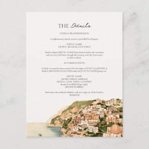 Carte D'accompagnement Détails de mariage au village de Positano sur la f