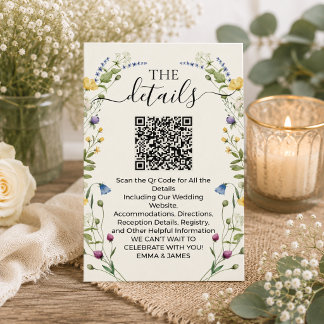 Carte D'accompagnement Détails de mariage aux fleurs sauvages aquarelle C