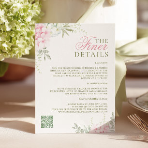 Carte D'accompagnement Détails de mariage aux hortensias roses