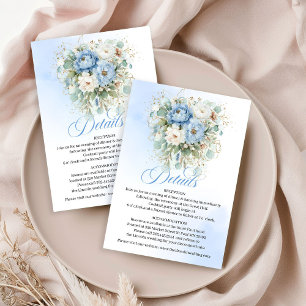 Carte D'accompagnement Détails de mariage aux pivoines blanches bleues pr