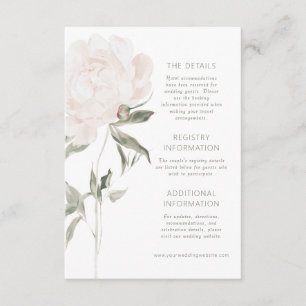 Carte D'accompagnement Détails de mariage aux pivoines roses romantiques