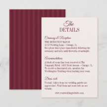 Détails de mariage aux rayures bordeaux élégantes
