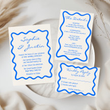 Détails de mariage avec bordure ondulée bleue