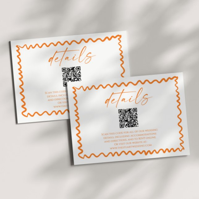 Carte D'accompagnement Détails de mariage avec code QR Citron Orange Fant (Créateur téléchargé)