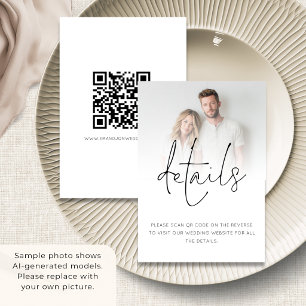 Carte D'accompagnement Détails de mariage avec code QR et superposition d
