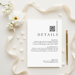 Carte D'accompagnement Détails de mariage avec code QR minimaliste modern