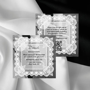 Carte D'accompagnement Détails de mariage avec code QR photo de dentelle 