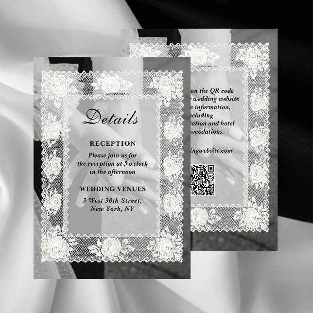 Carte D'accompagnement Détails de mariage avec code QR Photo Timeless Lac (Créateur téléchargé)
