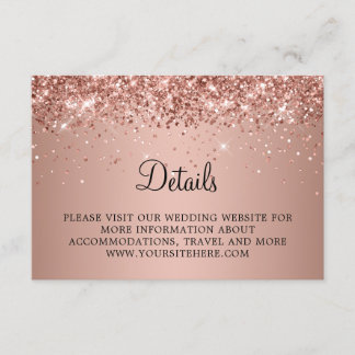 Carte D'accompagnement Détails de mariage avec dégradé de rose doré paill