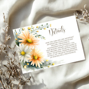 Carte D'accompagnement Détails de mariage avec des marguerites orange et