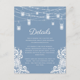 Carte D'accompagnement Détails de mariage avec lumières bleues poussiéreu
