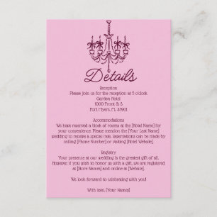 Carte D'accompagnement Détails de mariage avec lustre dessiné à la main d