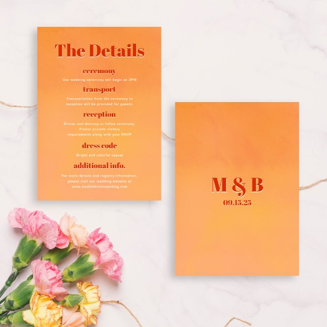 Carte D'accompagnement Détails de mariage avec monogramme de coucher de s (Créateur téléchargé)