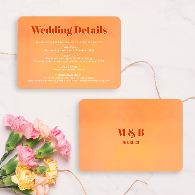 Carte D'accompagnement Détails de mariage avec monogramme et coucher de s (Créateur téléchargé)