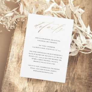 Carte D'accompagnement Détails de mariage avec typographie élégante