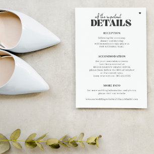 Carte D'accompagnement Détails de mariage avec typographie simple moderne