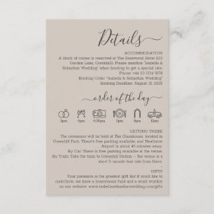 Carte D'accompagnement Détails de mariage beige doux