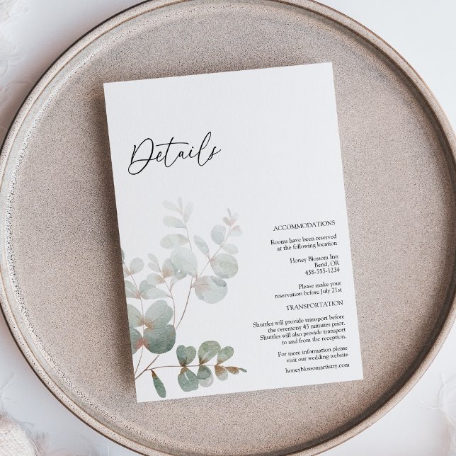 Carte D'accompagnement Détails de mariage blanc de verdure moderne (Créateur téléchargé)