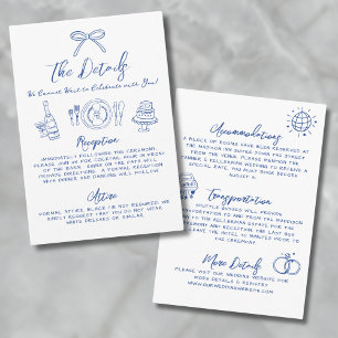 Carte D'accompagnement Détails de mariage bleu dessinés à la main