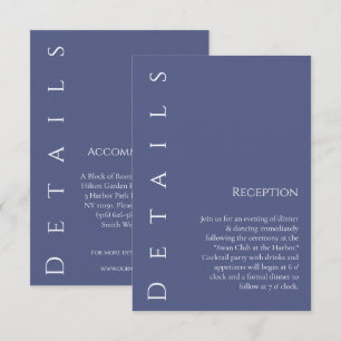 Carte D'accompagnement Détails de mariage bleu et blanc moderne Marlin-