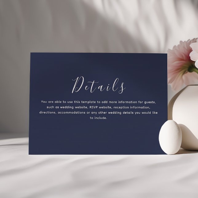 Carte D'accompagnement Détails de mariage bleu marine classique (Créateur téléchargé)