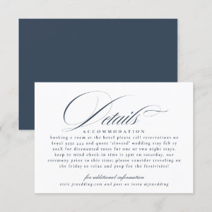 Carte D'accompagnement Détails de mariage bleu marine en calligraphie cla