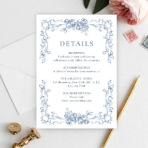 Carte D'accompagnement Détails de mariage bleu poussiéreux ornés de la Re