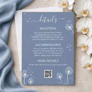 Carte D'accompagnement Détails de mariage bohème à fleur sauvage bleue