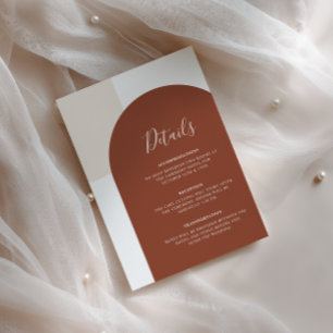 Carte D'accompagnement Détails de mariage Bohème Arc en Terracotta Brûlé