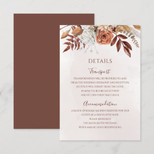 Carte D'accompagnement Détails de mariage bohème automnal Terracotta Rust