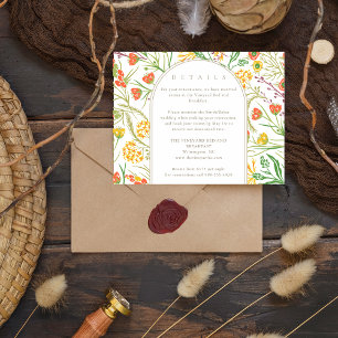Carte D'accompagnement Détails de mariage bohème de fleurs sauvages en fo