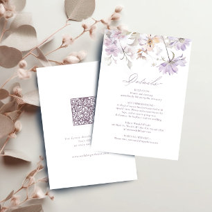 Carte D'accompagnement Détails de mariage bohème floral élégant violet
