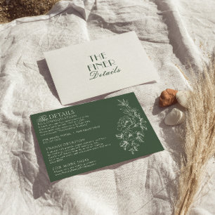 Carte D'accompagnement Détails de mariage bohème floral vert émeraude sau