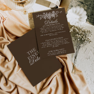 Carte D'accompagnement Détails de mariage bohème floraux marron chocolat