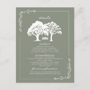 Carte D'accompagnement Détails de mariage boisé Vert Sauge Balançoires d'