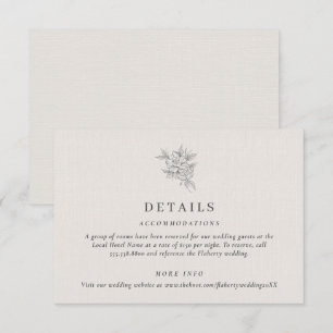 Carte D'accompagnement Détails de mariage botanique beige classique