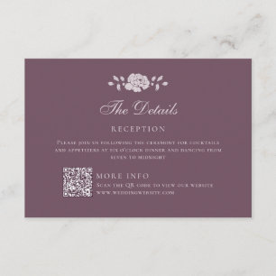 Carte D'accompagnement Détails de mariage botanique bordeaux vintage
