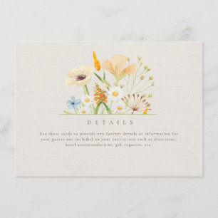 Carte D'accompagnement Détails de mariage botanique de fleurs sauvages si