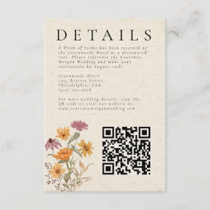 Carte D'accompagnement Détails de mariage botanique de jardin de fleurs s